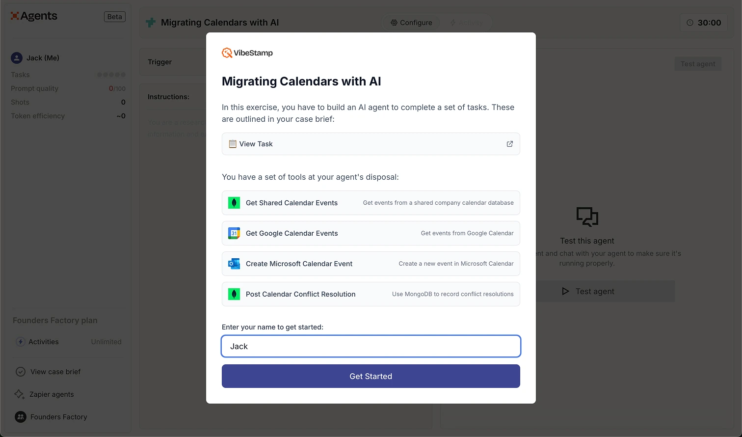Brief overview screen with assessment details